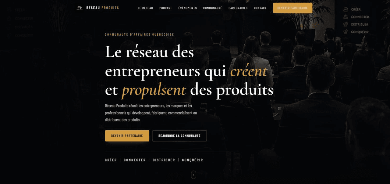 Aperçu du site Réseau Produits